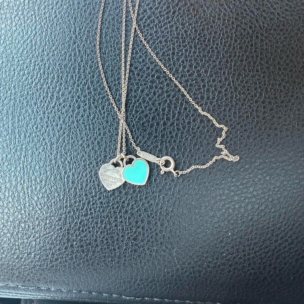 Tiffany & Co. Silver Necklace With Blue Heart Charm